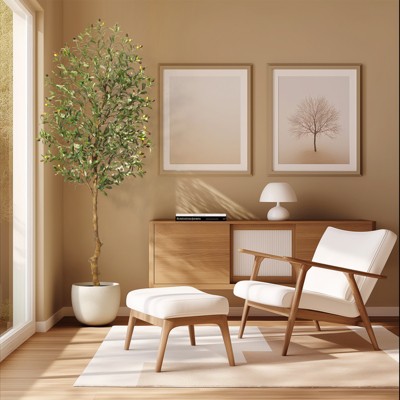 Tall Faux Olive Tree 7FT, Realistic Tall Silk Olive Trees with Branches,Fruits and Dried Moss, Large Artificial Olive Trees