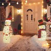 Angel Sar 3-Piece Snowman Family Decorations, 2D Plush LED Lighted Snowmen with 30ft String Lights, USB Powered for Indoor Outdoor - 2 of 4
