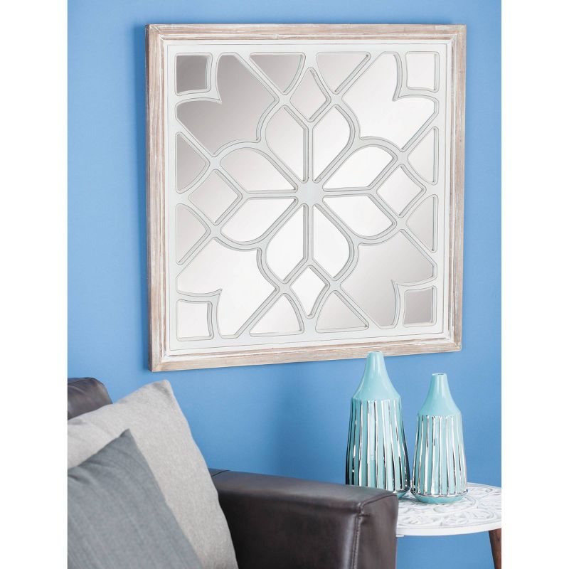 Wood Geometric Carved Wall Mirror White - Olivia &#38; May, 3 of 17