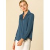 INSPIRE CHIC Women's Elegant V Neck Long Sleeve Office Work Satin Shirt - 4 of 4