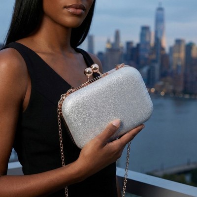 INSPIRE CHIC Clutch Purses for Women Beaded Evening Bag with Removable Chain Silver 5.9*1.8*3.9 inches — фото 2