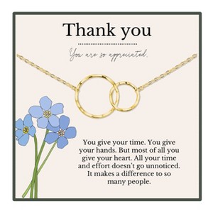 HOPE LOVE SHINE Thank You Necklace 2 Ring Sterling Silver Gold – Appreciation Gift for Her, Volunteer, Teacher, Caregiver Jewelry - 1 of 4