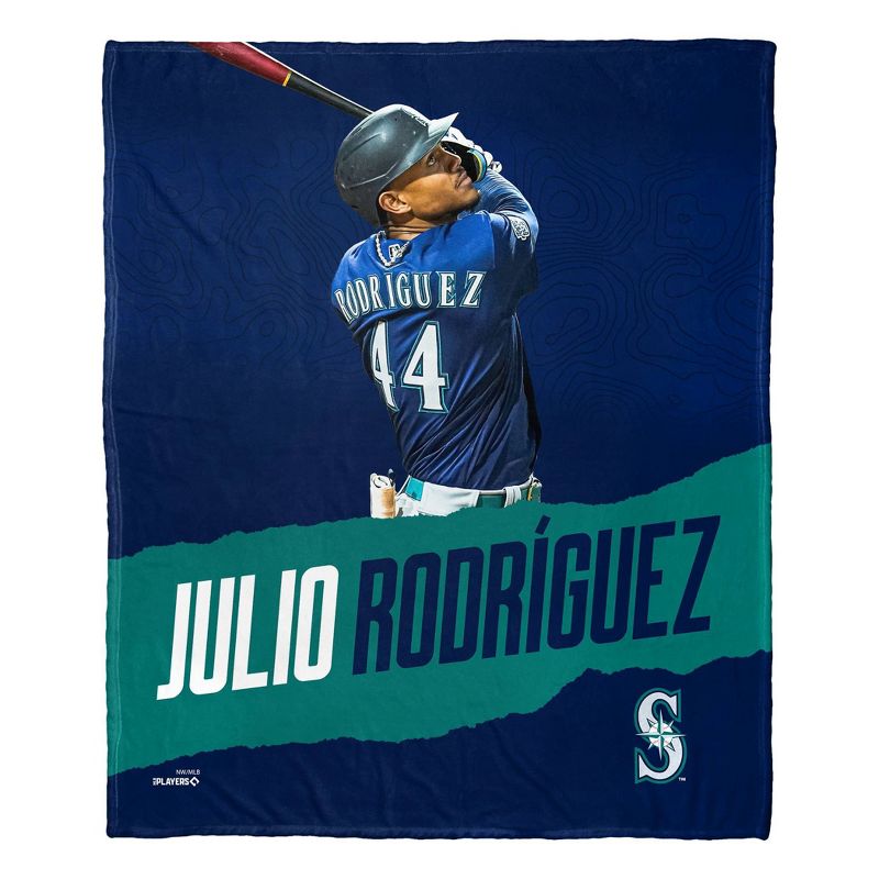 50&#34;x60&#34; MLB Seattle Mariners 23 Julio Rodriguez Silk Touch Throw Blanket, 1 of 6