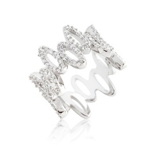 Slickblue Women’s Sparkling Cubic Zirconia Oval Fashion Ring – Rhodium-Plated, Clear, Sizes 5-10 - 1 of 4