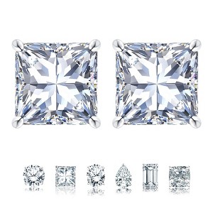 BRINJOY 2 Carat Moissanite 4 Prong Solitaire Stud Earrings in 18k White Gold Plating for Women - 1 of 4