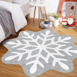 COZONY Christmas Snow Pattern Rug, Non-Slip Low Pile Machine Washable Carpet, Stain Resistant Floor Mat for Living Room, Bedroom & Holiday Decor - 1 of 4
