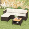 Heynemo 3-Piece Patio Furniture Set, All-Weather PE Rattan Outdoor Sectional with Storage Table, L Shape Outdoor Couch with Cushions - 4 of 4