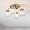 18" 4-Light Piper Farmhouse Rustic Iron/Glass LED Semi Flush Mount Nickel/Clear - JONATHAN Y - 2 of 4