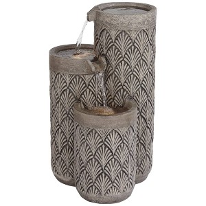 John Timberland Havara Rustic 3-Tier Cascading Columns Outdoor Floor Water Fountain with LED Light 26" for Yard Garden Patio Home Deck - 1 of 4