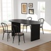 PexFix 67" x 33.5" Dining Table Wood Oval Kitchen Table with Scratch-Resistant Top & Striped Legs Modern Farmhouse for Living Room Kitchen Black - 2 of 4