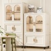 FONTOI Side Wide Folding Wardrobe with 10 Hangers , Plastic Storage Cabinet with Wheels, Cream White, 15.75"*57.09"*25.59" - 2 of 4