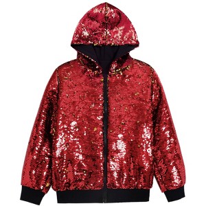 Lars Amadeus Men's Long Sleeves Zip Up Sparkle Metallic Sequins Hoodie Jackets - 1 of 4