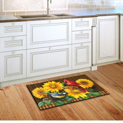 Fall Birds and Sunflowers Rectangular Rubber Doormat