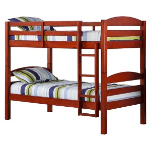 Solid Wood Twin over Twin Bunk Bed - Cherry - Saracina Home, Red