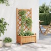 vidaXL Solid Fir Wood Planter with Trellis - Brown Flower Box/Raised Garden Bed for Outdoor Patio, Garden, Terrace - 3 of 4