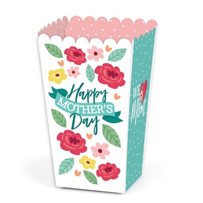 Big Dot of Happiness Colorful Floral Happy Mother's Day - We Love Mom Party Favor Popcorn Treat Boxes - Set of 12