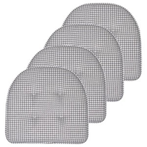 Houndstooth Stitch U Shaped Memory Foam 17" x 16" Chair Cushions by Sweet Home Collection® - 1 of 4