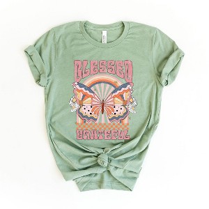 Simply Sage Market Women's Blessed Grateful Butterfly Short Sleeve Graphic Tee - 1 of 4