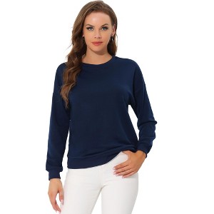 Allegra K Women's Fall Winter Long Sleeve Polka Dots Knitted Pullover Tops - 1 of 4