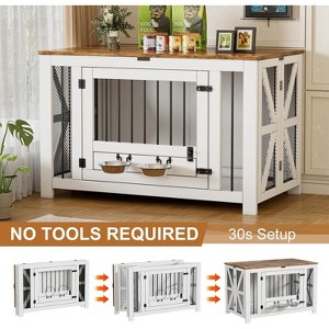 PAKASEPT 41.3” Dog Crate Furniture, Dog Crate with DIY Frame, Heavy Duty Wooden Dog Kennel, with Bowls, Dog Cage End Table, for Large Dogs(35-60 lb) - 1 of 4