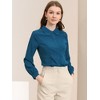 Allegra K Women's Work Peter Pan Collar Long Bishop Sleeve Button Down Shirt - 3 of 4