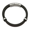 Black Bow Jewelry Stainless Steel, Black/Brown Leather Adjustable Bracelet, 8 Inch - 2 of 4