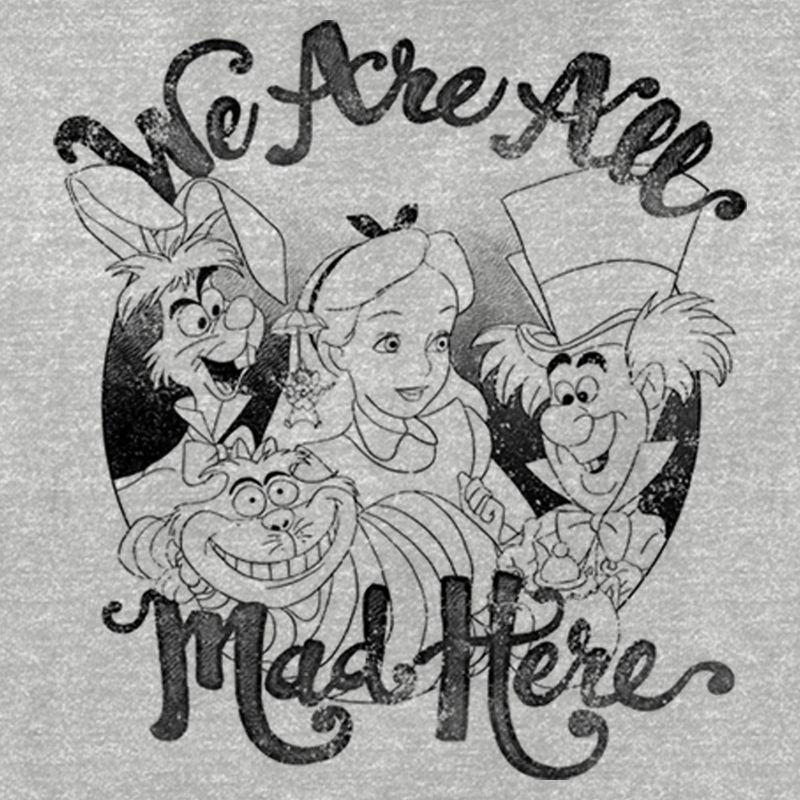 Women's Alice in Wonderland We Are All Mad Here T-Shirt, 2 of 5
