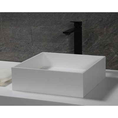 ALFI 14 Inches Square White Matte Solid Surface Resin Sink