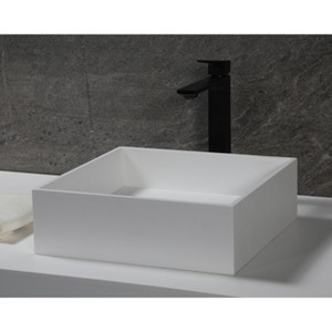 ALFI  14 Inches Square White Matte Solid Surface Resin Sink - 1 of 4