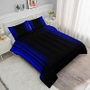 Blue & Black Ombre Comforter Set Queen Size – 3Pcs Gradient Bedding with 1 Comforter & 2 Pillowcases, Modern Abstract Geometric Bedding for Adults - 3 of 4
