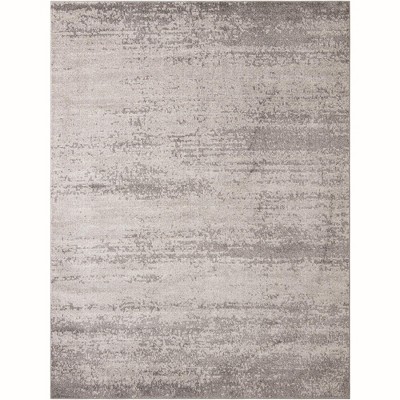 Elysian Gray Solid Synthetic 9' x 12' Easy-Care Area Rug