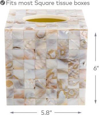 Milano Iridescent White and Beige Capiz Shell Tissue Box Holder
