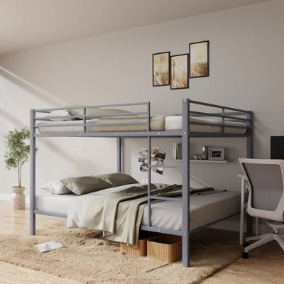 NicBex Bunk Bed,Low Profile Bunk Bed Frame with Ladder and High Guardrail,Twin Size Bed Frame for Kids Teens,No Box Spring Needed