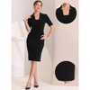 Allegra K Women's V Neck Short Sleeve Work Office Bodycon Midi Sheath Dress - 2 of 4