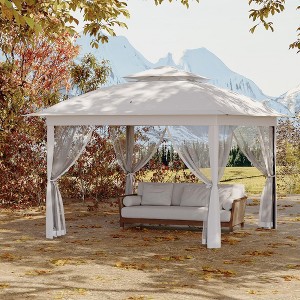 11x11 Pop Up Instant Gazebo Tent for Backyard, Pop Up Gazebo With Mosquito Netting, Outdoor Canopy Gazebos Waterproof With Portable Carrying Bag - 1 of 4