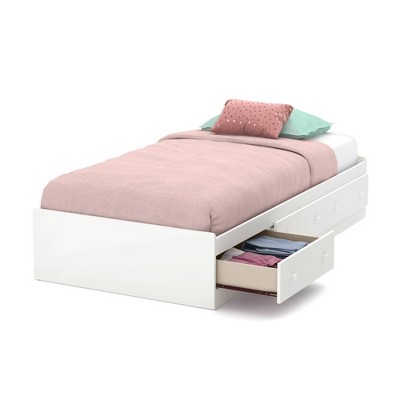 Twin Little Smileys Mates Bed with 3 Drawers   Pure White  - South Shore