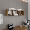 Vynxaria 47" Wide One-Door Wall Cabinet with Three Shelves and Pull-Up Door, White and Natural Oak - 2 of 4