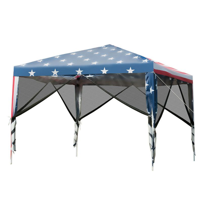 Tangkula 10' x 10' Outdoor Pop-up Canopy Tent w/ Mesh Sidewalls Carrying Bag, 1 of 8