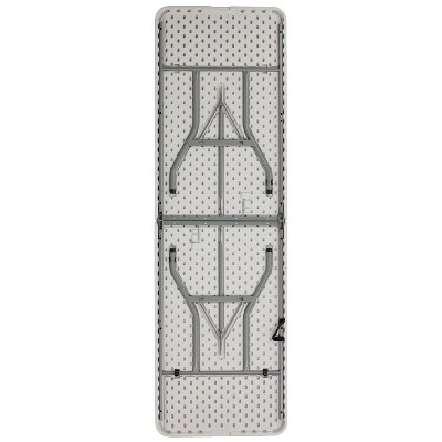 Kathryn 8-Foot Gray Metal and White Plastic Folding Table
