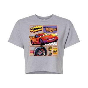 Women's - Disney - Lightning McQueen Best Trophies Cropped Graphic T-Shirt - 1 of 4