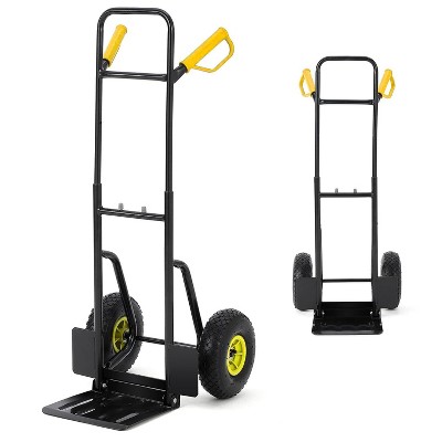 black body, yellow handlebars and wheels