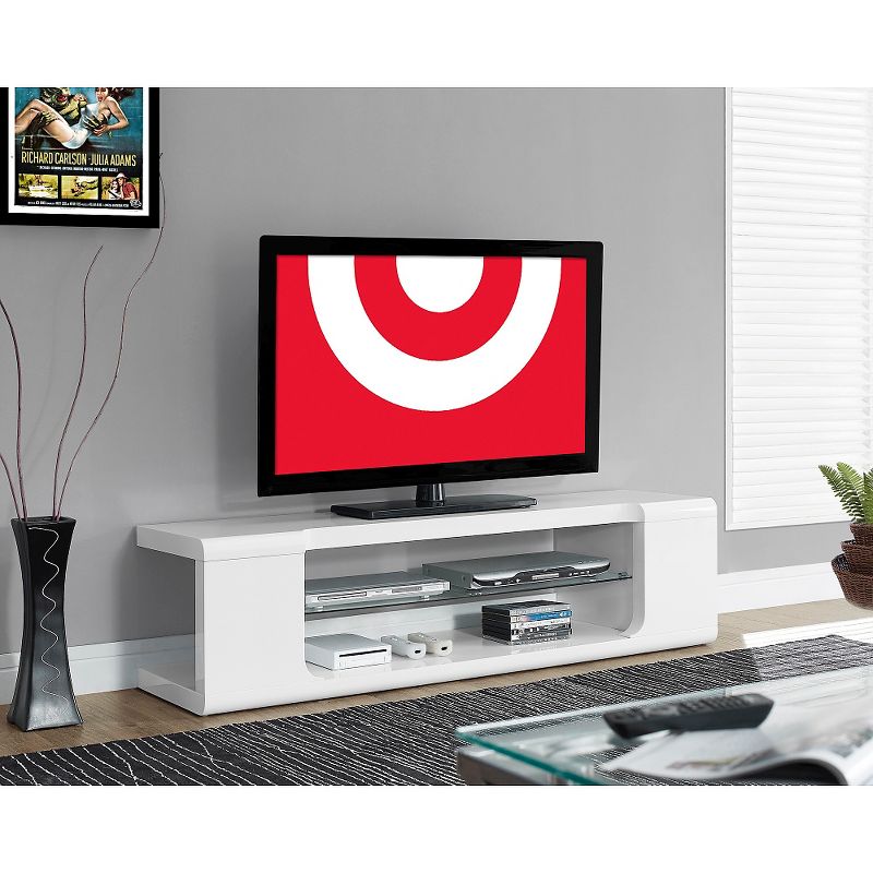 High Glossy with Tempered Glass TV Stand for TVs up to 59&#34; White - EveryRoom, 3 of 7