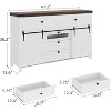Acekool Farmhouse Buffet Cabinet, White Kitchen Sideboard with Sliding Barn Doors & 5 Drawers, Coffee Bar Storage for Dining Room, Living Room - 2 of 4