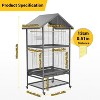 Garvee 60 Inch Heavy-Duty Double-Layer Wrought Iron Parrot Cage with Flip-Out Door Perch and Storage Shelf - 2 of 4