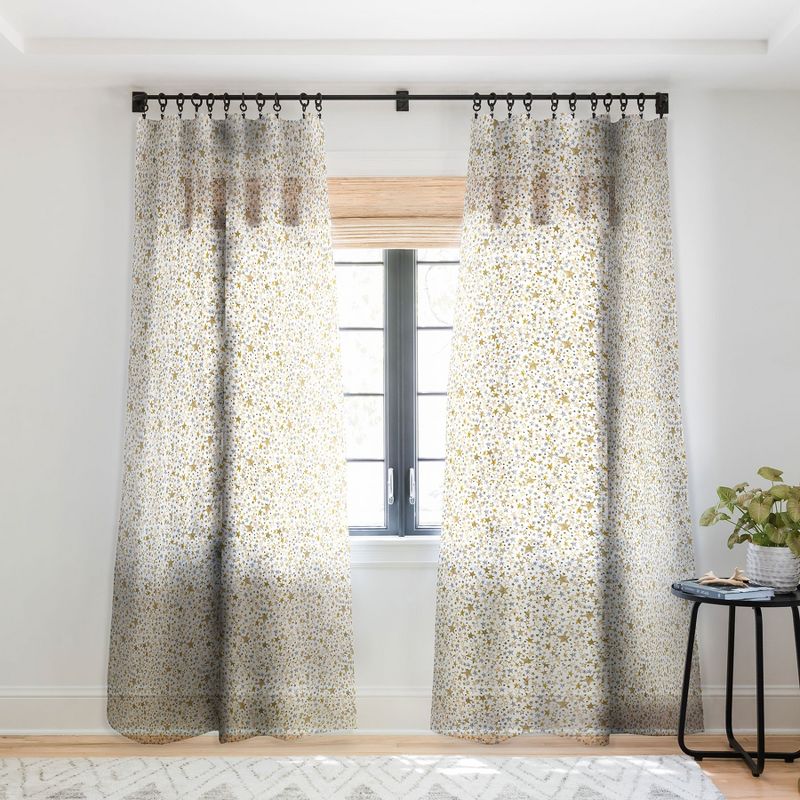 Ninola Design Winter stars holiday gold Single Panel Sheer Window Curtain - Deny Designs, 1 of 7