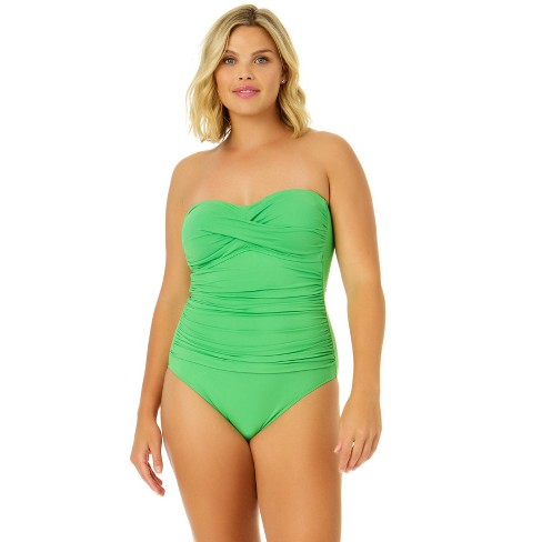 Plus Size Live In Color Shirred Twist Swim Dress  Swim dress, One piece  swimsuit with skirt, Plus size