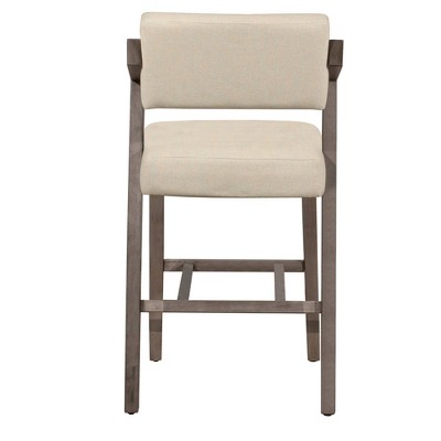Snyder 26" NonSwivel Counter Height Barstool Aged Gray/Ecru - Hillsdale Furniture: Upholstered, Wood Frame