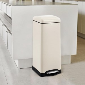 8 Gallon Trash Can, Square Stainless Steel Foot Pedal Garbage Can with Soft-Close Lid & Removable Inner Bucket for Kitchen Bathroom - 1 of 4