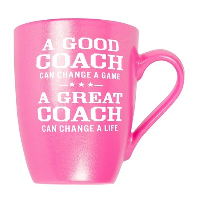 Elanze Designs Inspirational Appreciation Coffee Cup Mug 10 Ounce Ceramic With Shimmery Metallic Finish Good Coach Great Coach Princess Pink