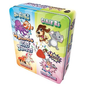 Best Brands: (4) Jumbo Kids Games Tin with Go Fish, Crazy 8's, Hearts, Old Maid, 4 Card Holders - 1 of 4